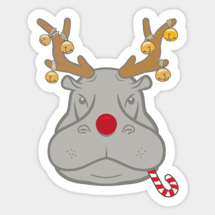 Christmas Hippo Sticker